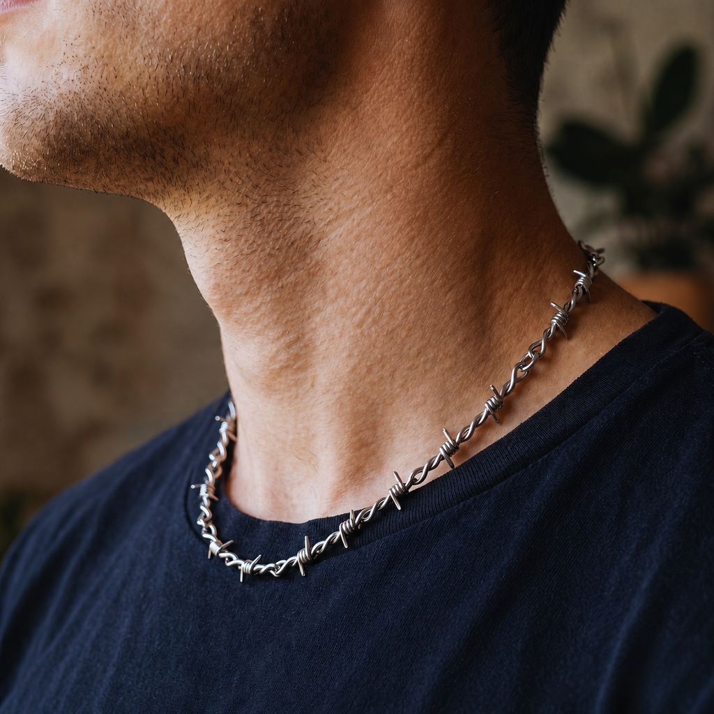 Barbed Wire Punk Chain Necklace