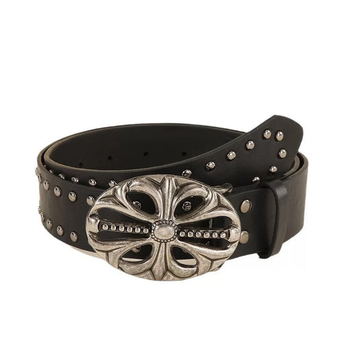 New Trendy Belt Fashion Personality Willow Nail Youth Belt Punk Snap Buckle Casual Pants Belt Spot Wholesale