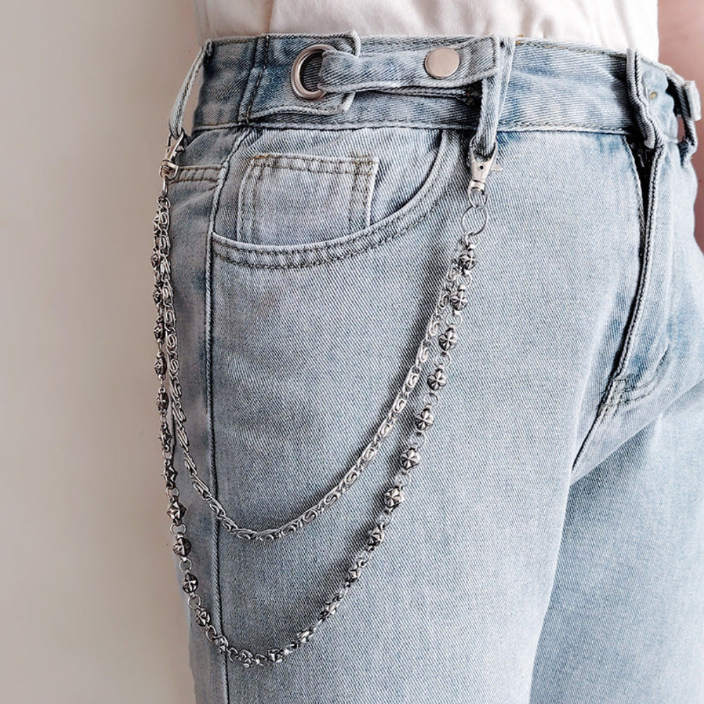 Korean version of ins Harajuku style street hip-hop jeans chain personalized punk style double-layer waist chain men's and women's accessories trend