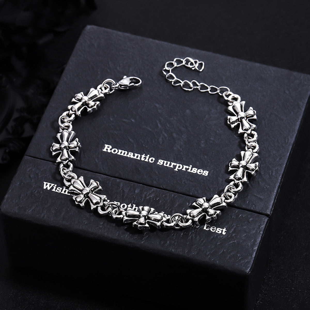 Repeating Starburst Cross Charm Bracelet and Necklace