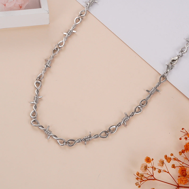 Barbed Wire Punk Chain Necklace & Bracelet