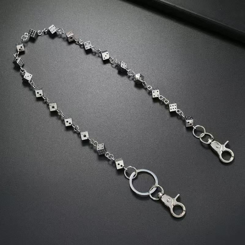 European and American new metal dice chain pants chain, high-end hip-hop trendy dark punk style pants chain for men and women