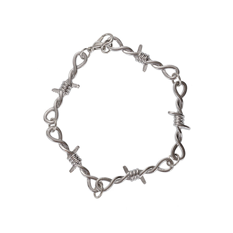 Barbed Wire Punk Chain Necklace & Bracelet