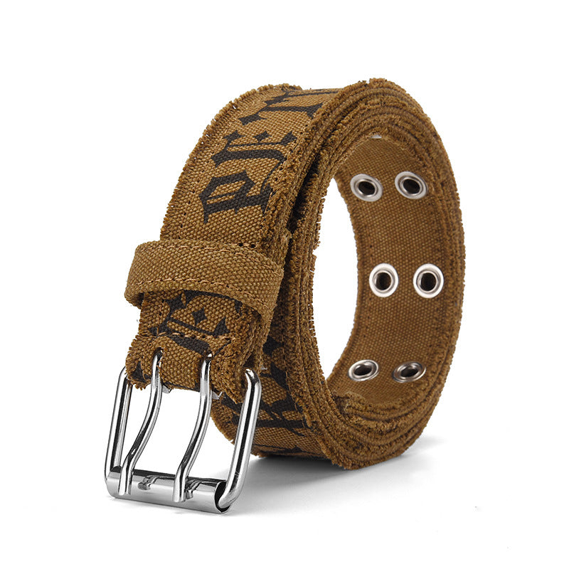 Vintage Washed Canvas Double-Grommet Belt (5 Colors)