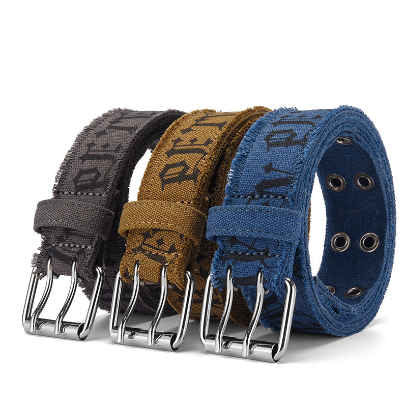 Vintage Washed Canvas Double-Grommet Belt (5 Colors)