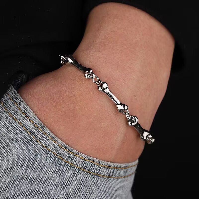 Bone string bracelet men's trend, high-end sense of versatile, hip-hop accessories, women's 2024 new simple niche personality jewelry