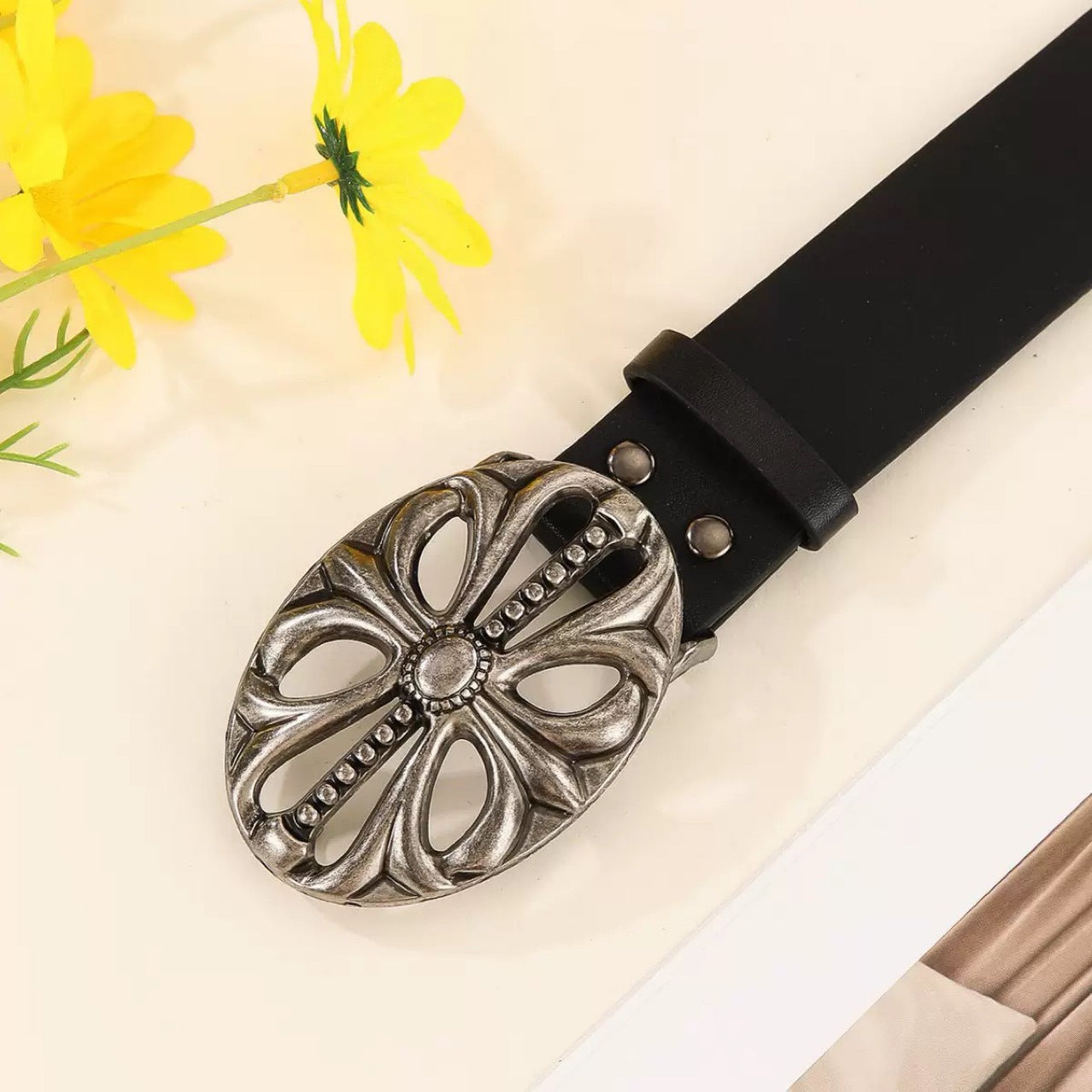 New Trendy Belt Fashion Personality Willow Nail Youth Belt Punk Snap Buckle Casual Pants Belt Spot Wholesale