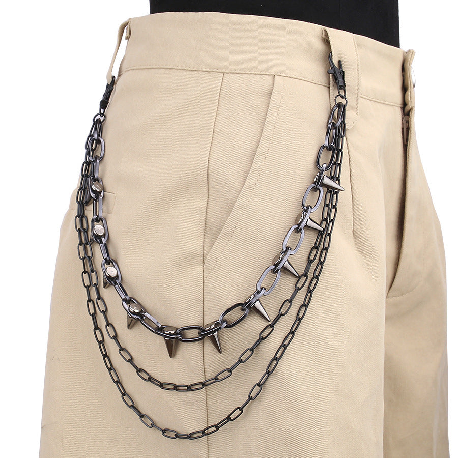 Grunge Spiked Multi-Layer Belt Chain