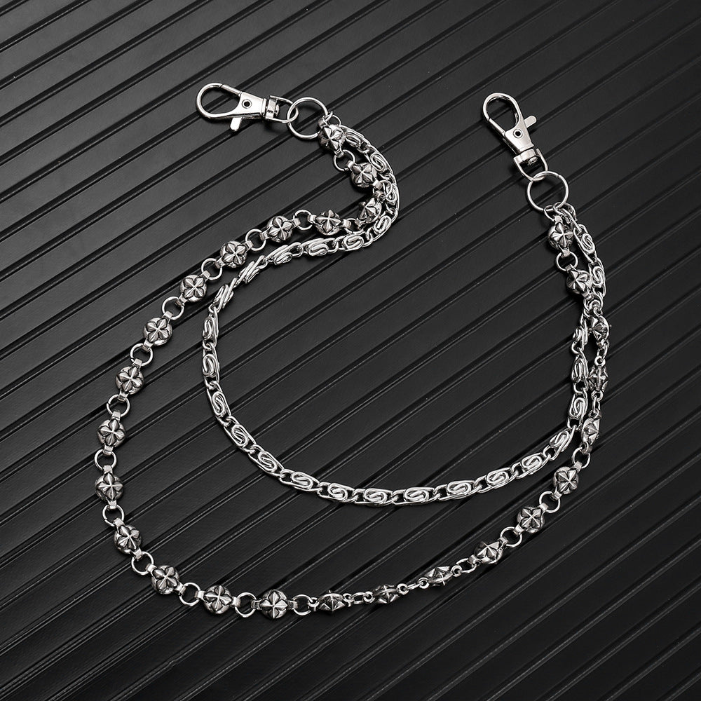 Korean version of ins Harajuku style street hip-hop jeans chain personalized punk style double-layer waist chain men's and women's accessories trend