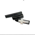 Large Cross Buckle Silver Studded Belt