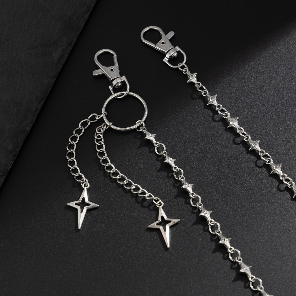European and American punk four-pointed star chain pants chain men's trendy hip-hop personality men's jeans metal hanging chain cross-border waist chain