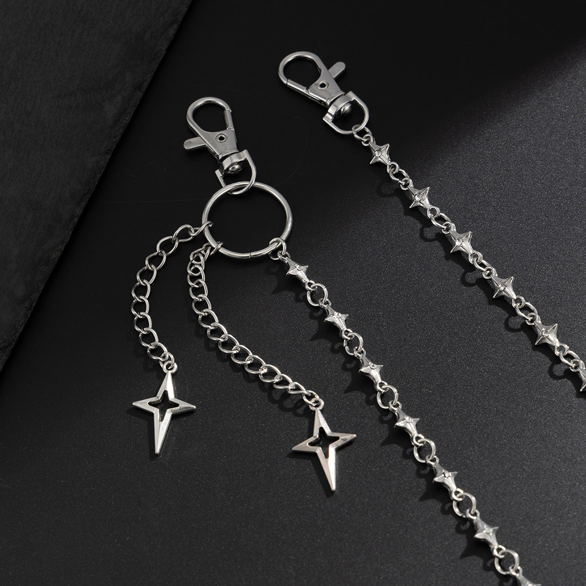 European and American punk four-pointed star chain pants chain men's trendy hip-hop personality men's jeans metal hanging chain cross-border waist chain