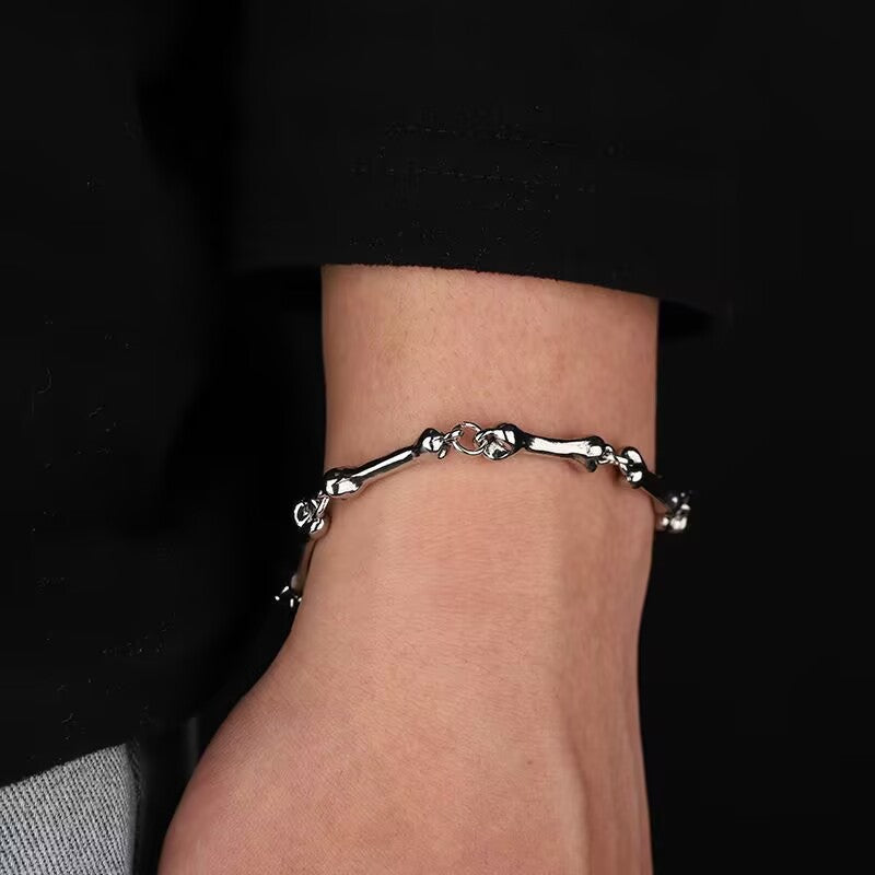 Bone string bracelet men's trend, high-end sense of versatile, hip-hop accessories, women's 2024 new simple niche personality jewelry