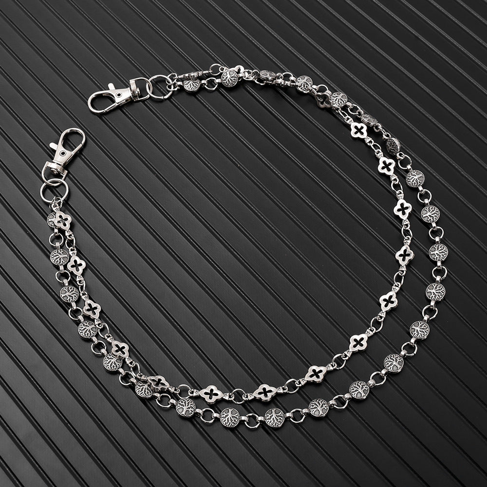 Alloy Lucky Tree Jeans Chain Hip Hop Personality Punk Dark Double Waist Chain Handsome Cool Unisex Accessory