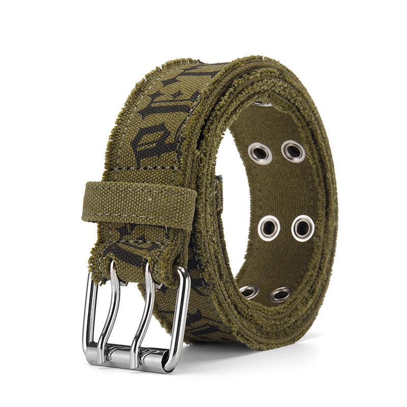 Vintage Washed Canvas Double-Grommet Belt (5 Colors)