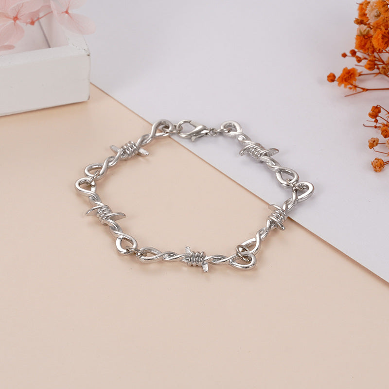 Barbed Wire Punk Chain Necklace & Bracelet