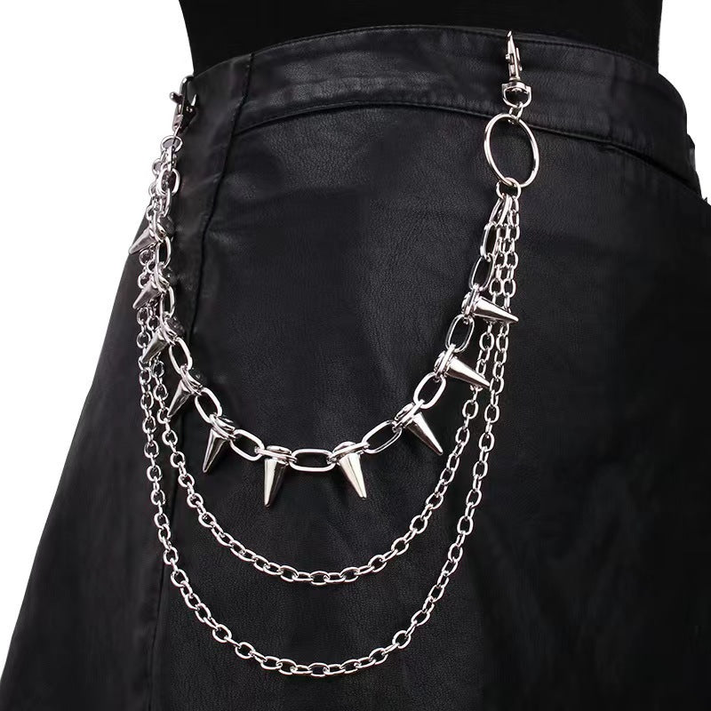 Grunge Spiked Multi-Layer Belt Chain