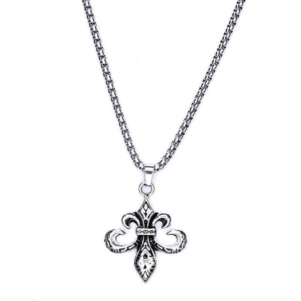 Trendy brand vintage scout flower cross necklace, anchor pendant, pendant, men's and women's couple style personalized accessory sweater chain