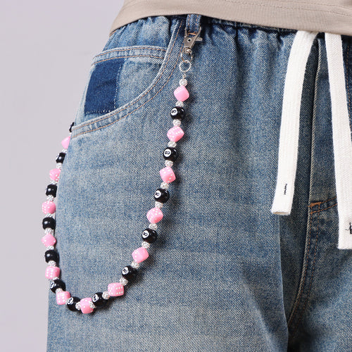 8-Ball, Dice, Diamonds Beaded Belt Chain