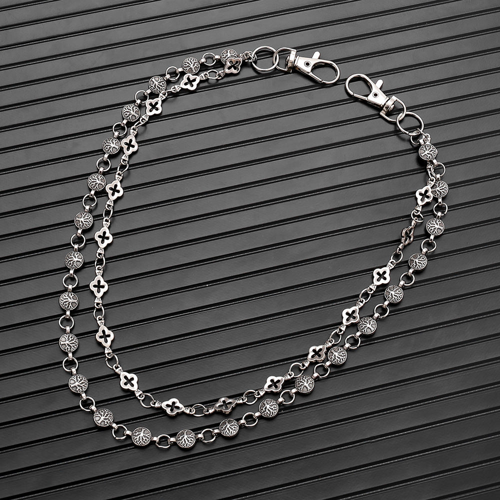 Alloy Lucky Tree Jeans Chain Hip Hop Personality Punk Dark Double Waist Chain Handsome Cool Unisex Accessory