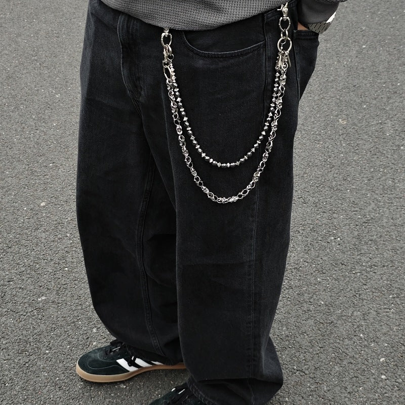 Gothic Skull Double-Layer Belt Chain