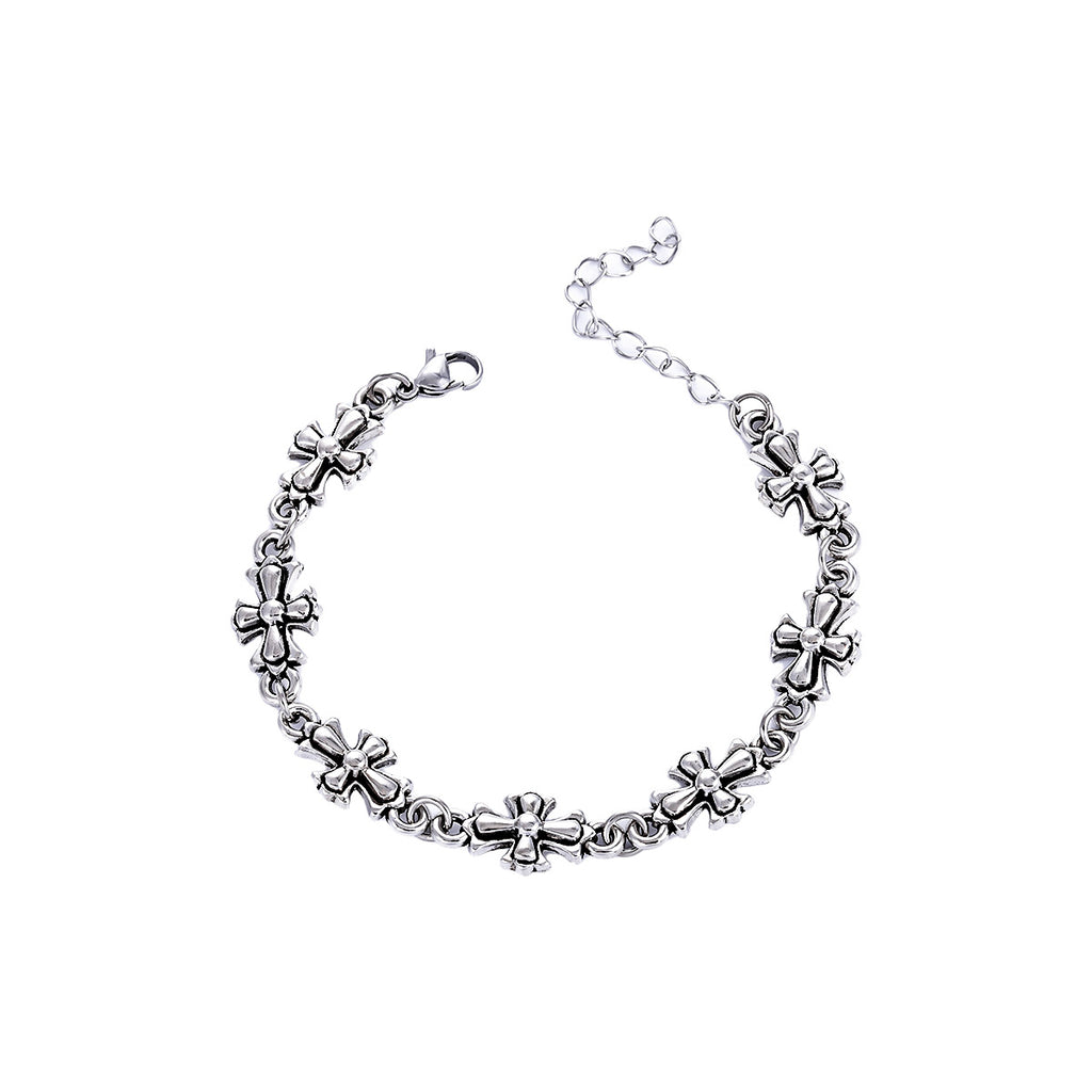 Repeating Starburst Cross Charm Bracelet and Necklace