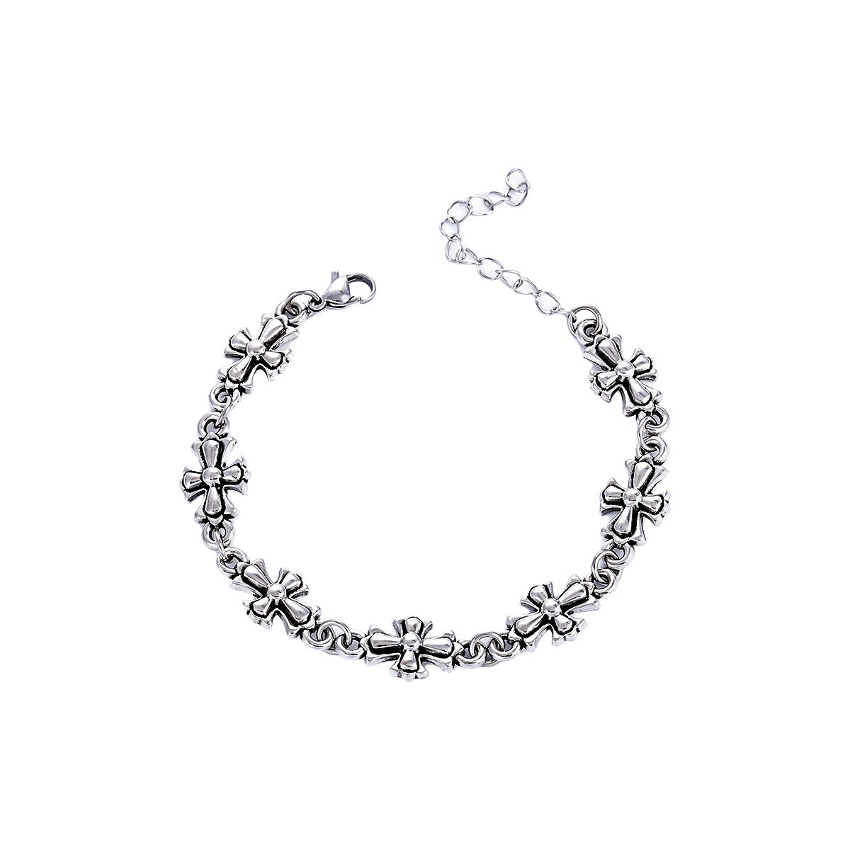 Repeating Starburst Cross Charm Bracelet and Necklace
