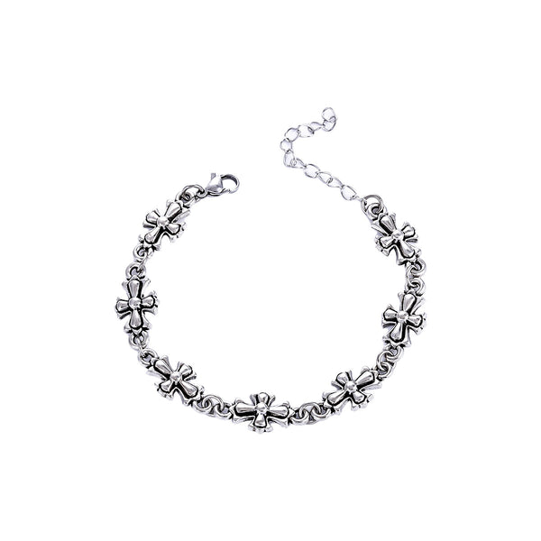 Repeating Starburst Cross Charm Bracelet and Necklace