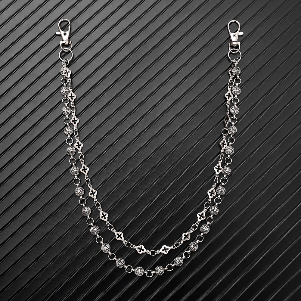 Alloy Lucky Tree Jeans Chain Hip Hop Personality Punk Dark Double Waist Chain Handsome Cool Unisex Accessory