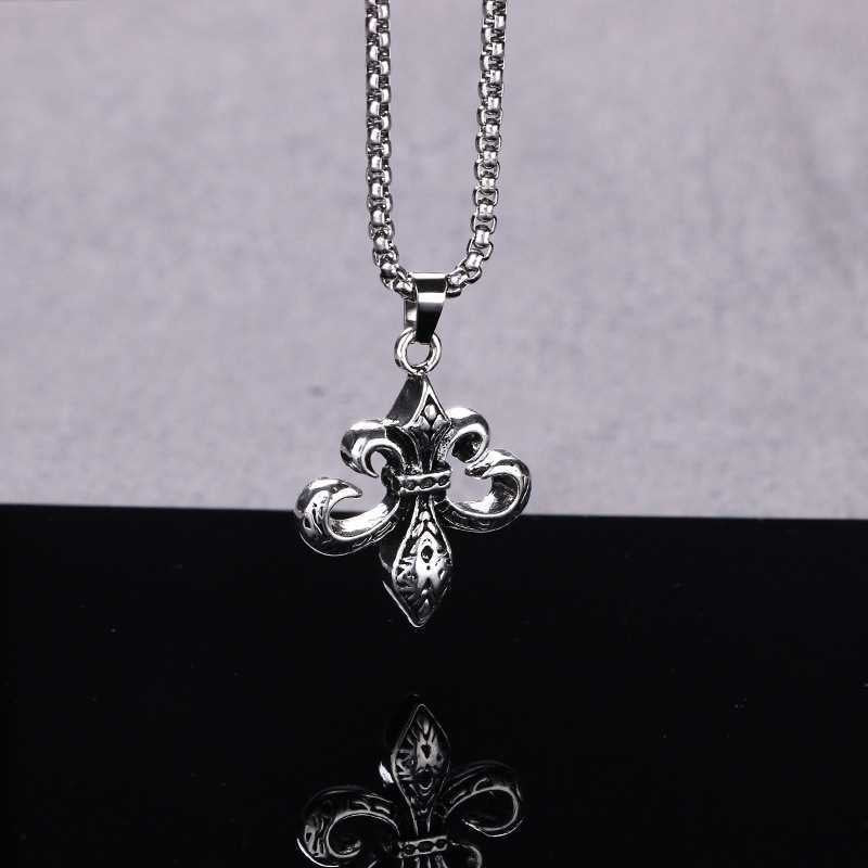 Trendy brand vintage scout flower cross necklace, anchor pendant, pendant, men's and women's couple style personalized accessory sweater chain