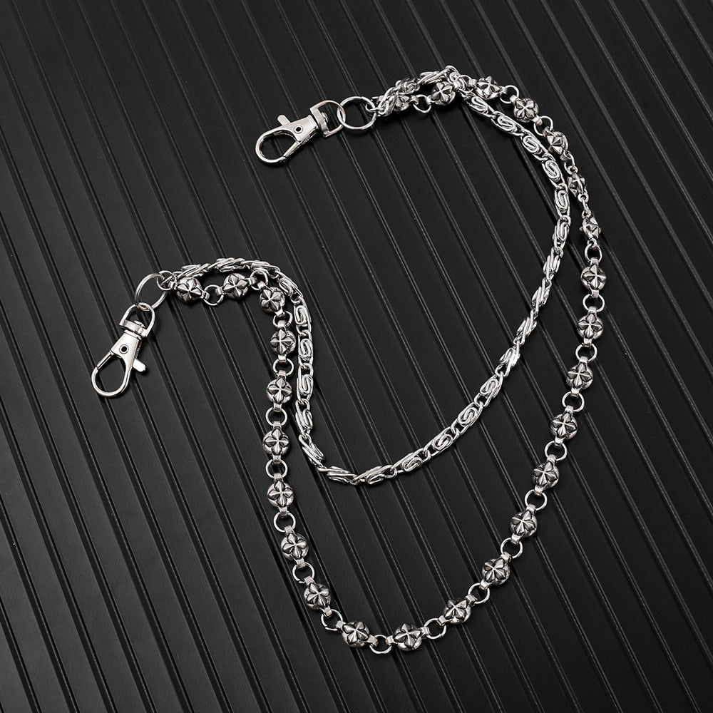 Korean version of ins Harajuku style street hip-hop jeans chain personalized punk style double-layer waist chain men's and women's accessories trend