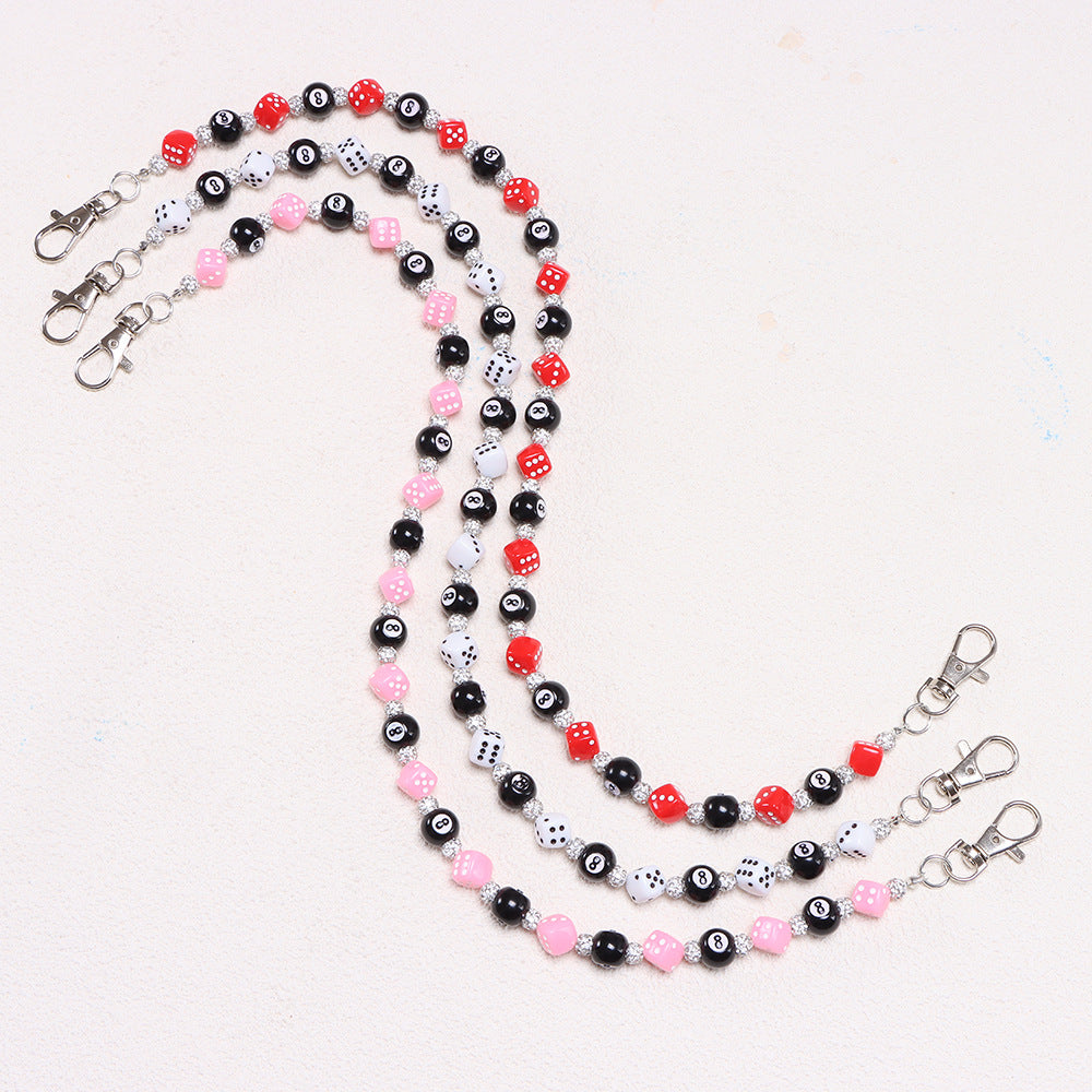 8-Ball, Dice, Diamonds Beaded Belt Chain