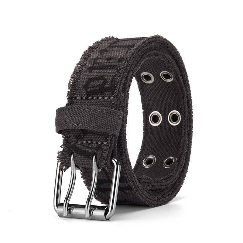 Vintage Washed Canvas Double-Grommet Belt (5 Colors)