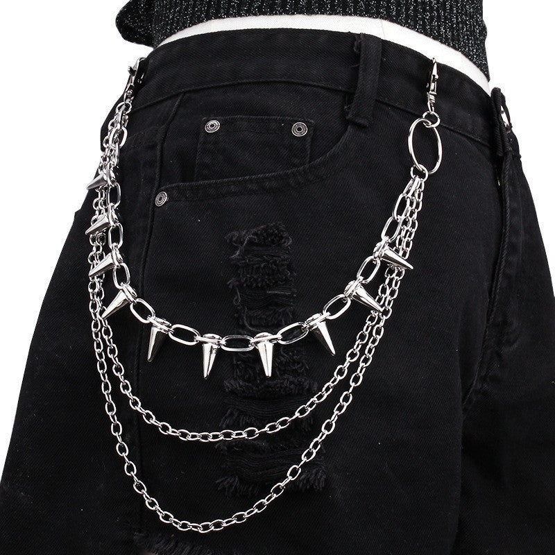 Grunge Spiked Multi-Layer Belt Chain