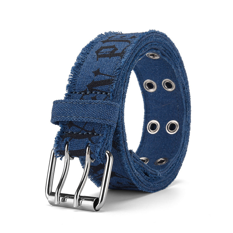 Vintage Washed Canvas Double-Grommet Belt (5 Colors)
