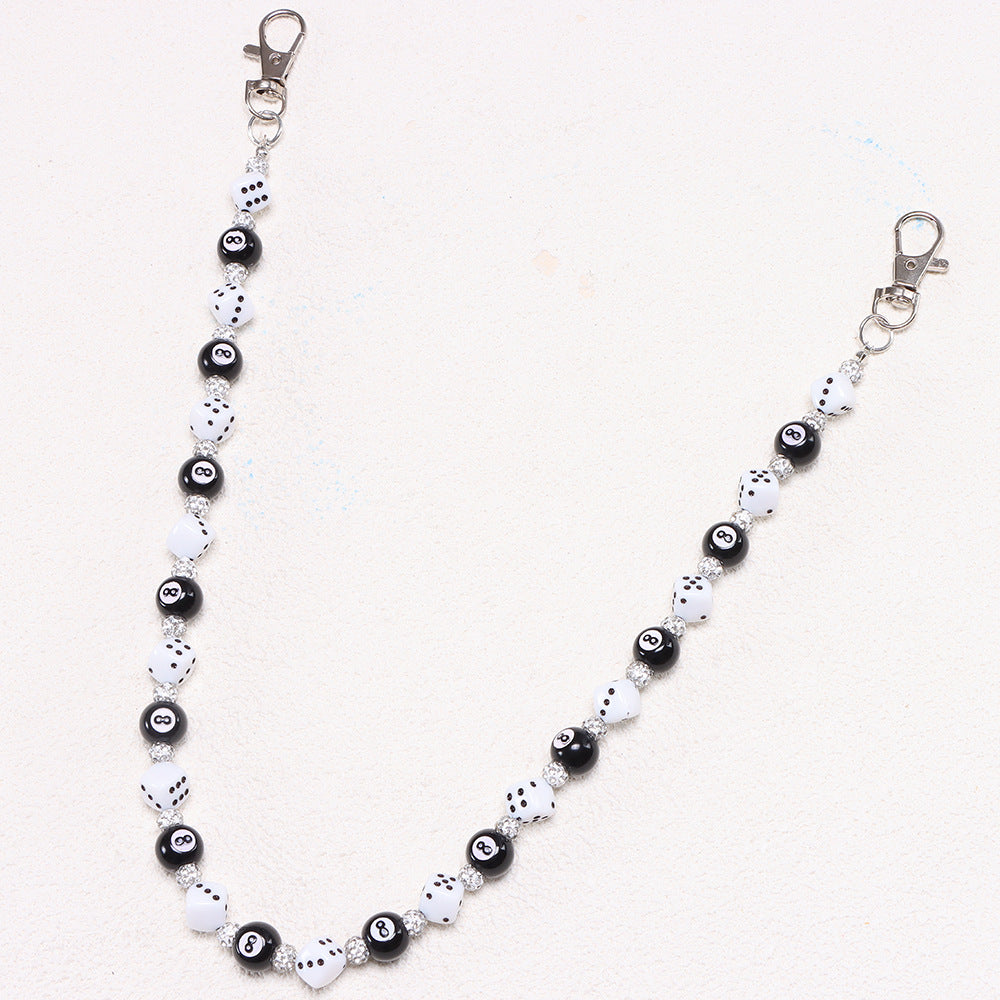 8-Ball, Dice, Diamonds Beaded Belt Chain
