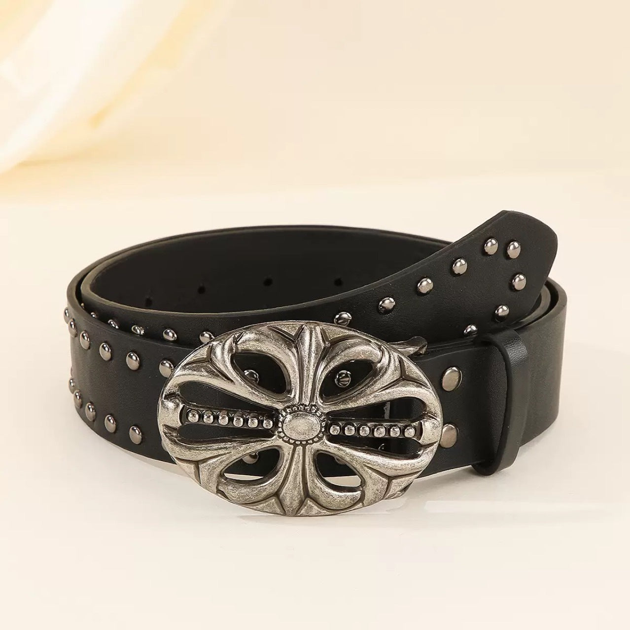 New Trendy Belt Fashion Personality Willow Nail Youth Belt Punk Snap Buckle Casual Pants Belt Spot Wholesale